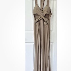 House Of CB Maxi Dress Sleeveless Halter Mermaid Nude Size M Formal NEW